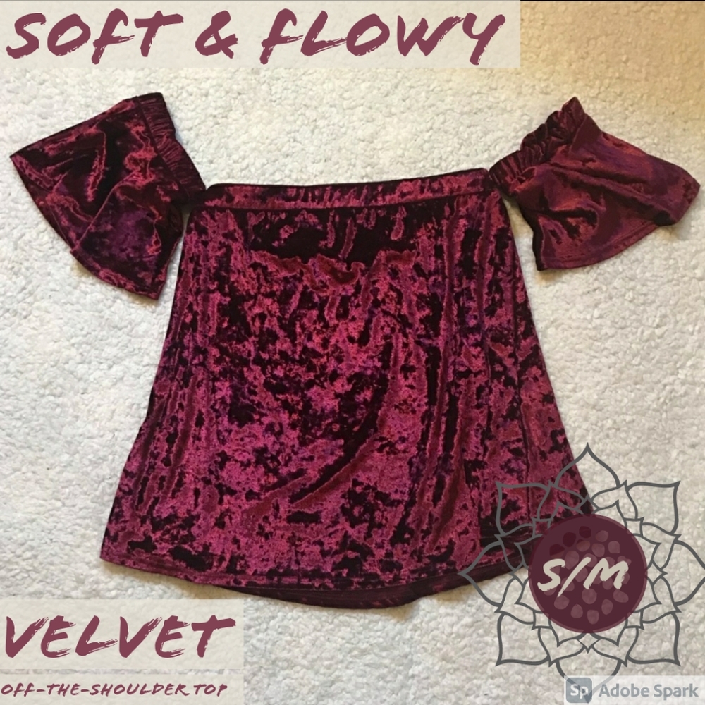 Velvet Off-the-Shoulder Flowy Festival Top S/M